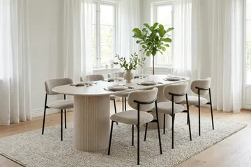 Kopparbo spisebord ovalt 180x90 cm finér - Hvitlasert eik - Møbler - Bord - Spisebord & kjøkkenbord