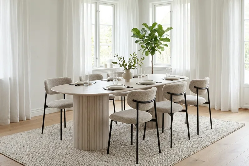 Kopparbo spisebord ovalt 180x90 cm finér - Hvitlasert eik - Møbler - Bord - Spisebord & kjøkkenbord