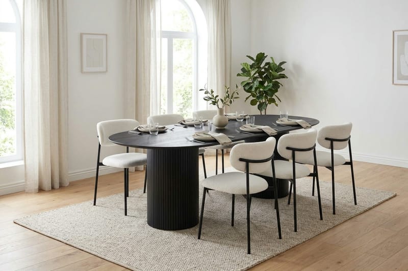 Kopparbo spisebord ovalt 220x100 cm finér - Svart - Møbler - Bord - Spisebord & kjøkkenbord