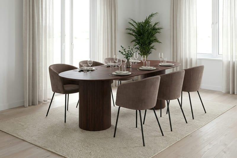 Kopparbo spisebord ovalt 220x100 cm finér - Valnøtt - Møbler - Bord - Spisebord & kjøkkenbord