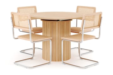 Kopparbo Spisebord Rundt 106 cm Forlengbart med 4 stk Build Matstkolar - Hvit - Møbler - Bord - Spisegruppe