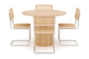 Kopparbo Spisebord Rundt 106 cm Forlengbart med 4 stk Build Matstkolar - Hvit - Møbler - Bord - Spisegruppe