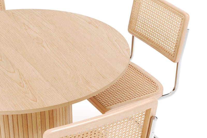 Kopparbo Spisebord Rundt 106 cm Forlengbart med 4 stk Build Matstkolar - Hvit - Møbler - Bord - Spisegruppe
