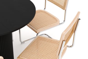 Kopparbo Spisebord Rundt 106 cm Forlengbart med 6 stk Build Matstkolar - Svart - Møbler - Bord - Spisegruppe