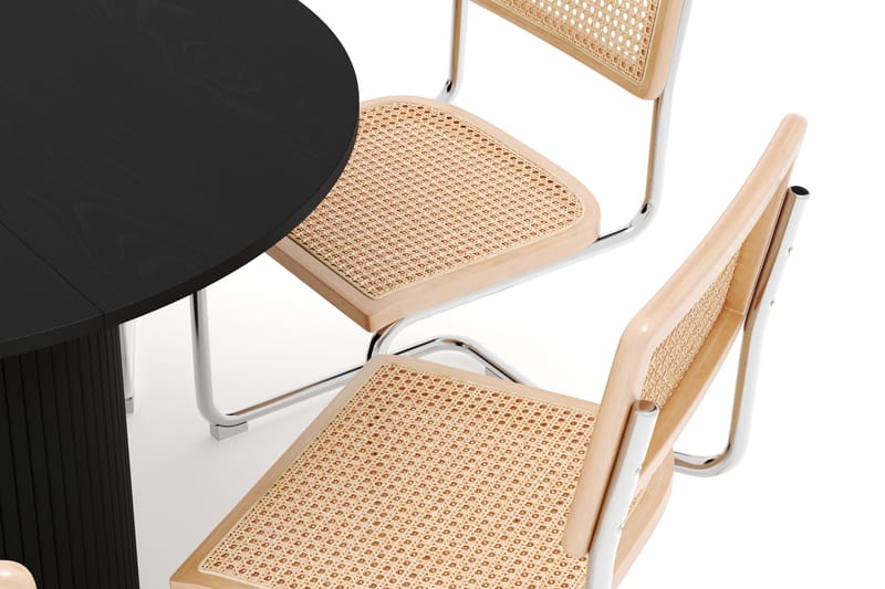 Kopparbo Spisebord Rundt 106 cm Forlengbart med 6 stk Build Matstkolar - Svart - Møbler - Bord - Spisegruppe