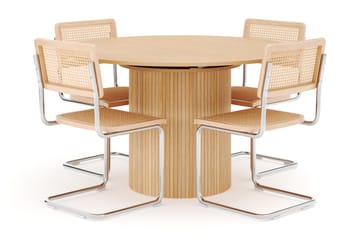 Kopparbo Spisebord Rundt 130 cm Forlengbart med 4 stk Build Matstkolar - Hvit - Møbler - Bord - Spisegruppe