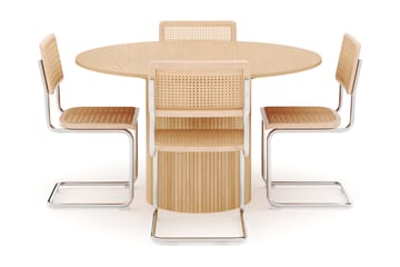 Kopparbo Spisebord Rundt 130 cm Forlengbart med 4 stk Build Matstkolar - Hvit - Møbler - Bord - Spisegruppe