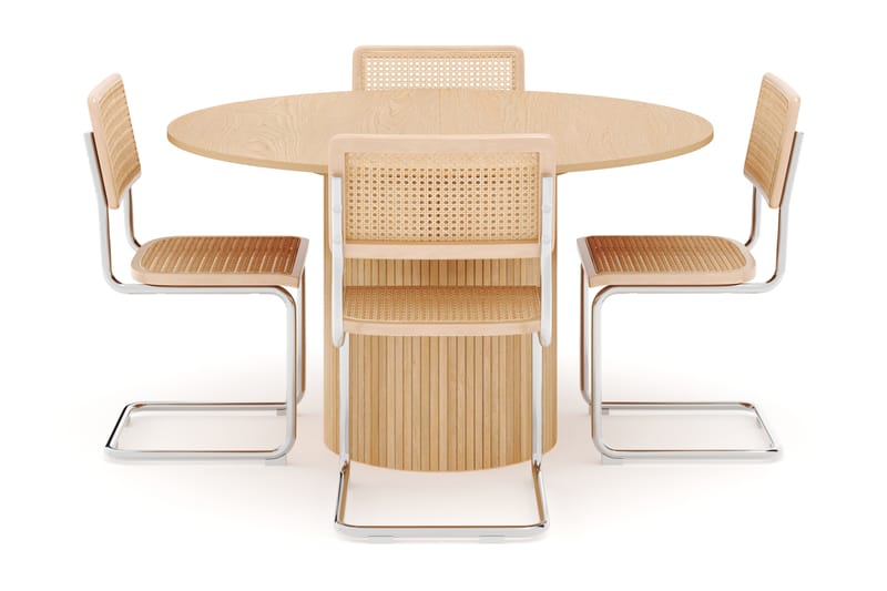 Kopparbo Spisebord Rundt 130 cm Forlengbart med 4 stk Build Matstkolar - Hvit - Møbler - Bord - Spisegruppe