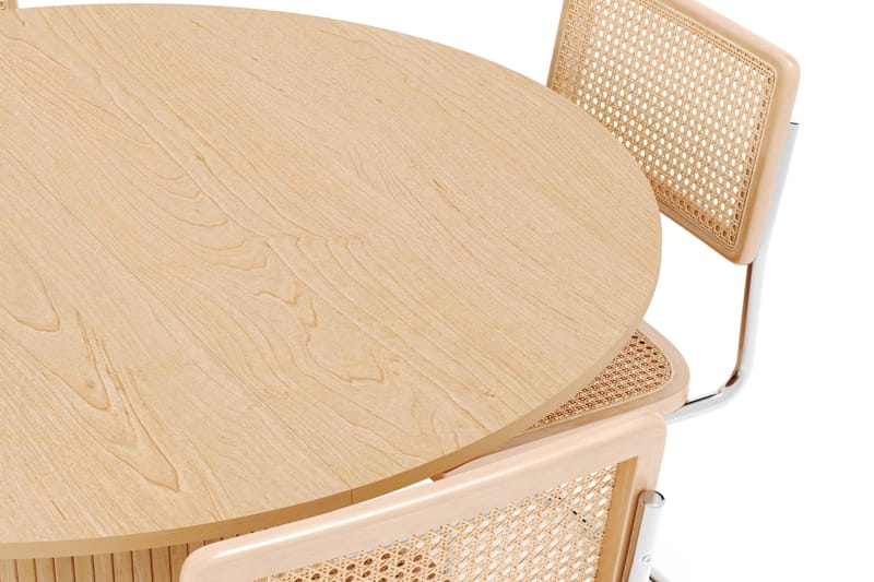 Kopparbo Spisebord Rundt 130 cm Forlengbart med 4 stk Build Matstkolar - Hvit - Møbler - Bord - Spisegruppe