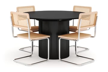 Kopparbo Spisebord Rundt 130 cm Forlengbart med 4 stk Build Matstkolar - Svart - Møbler - Bord - Spisegruppe