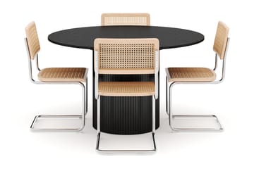 Kopparbo Spisebord Rundt 130 cm Forlengbart med 4 stk Build Matstkolar - Svart - Møbler - Bord - Spisegruppe