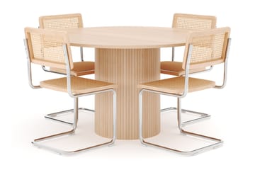 Kopparbo Spisebord Rundt 130 cm med 4 stk Build Matstkolar - Beige - Møbler - Bord - Spisegruppe