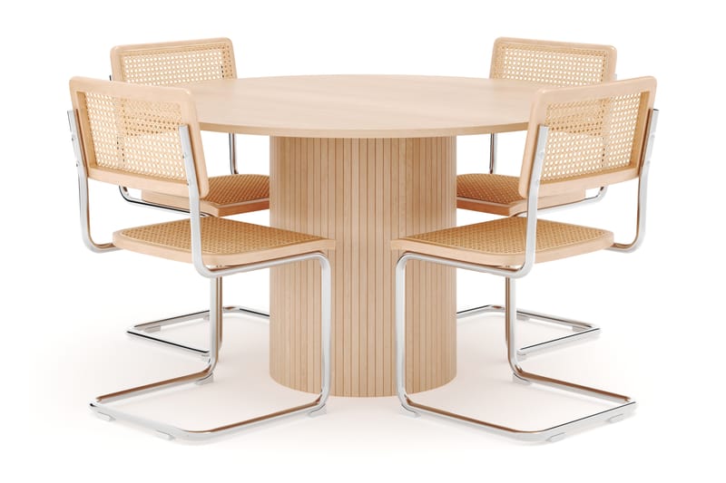 Kopparbo Spisebord Rundt 130 cm med 4 stk Build Matstkolar - Beige - Møbler - Bord - Spisegruppe