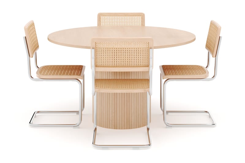 Kopparbo Spisebord Rundt 130 cm med 4 stk Build Matstkolar - Beige - Møbler - Bord - Spisegruppe