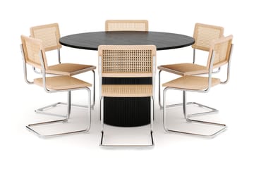 Kopparbo Spisebord Rundt 130 cm med 6 stk Build Matstkolar - Svart - Møbler - Bord - Spisegruppe