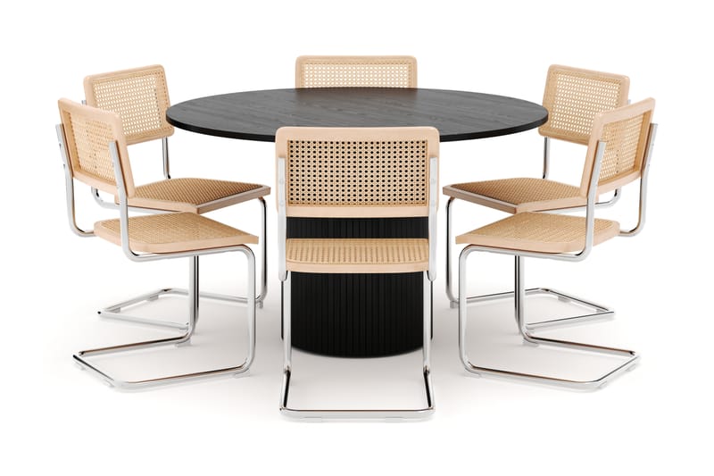 Kopparbo Spisebord Rundt 130 cm med 6 stk Build Matstkolar - Svart - Møbler - Bord - Spisegruppe