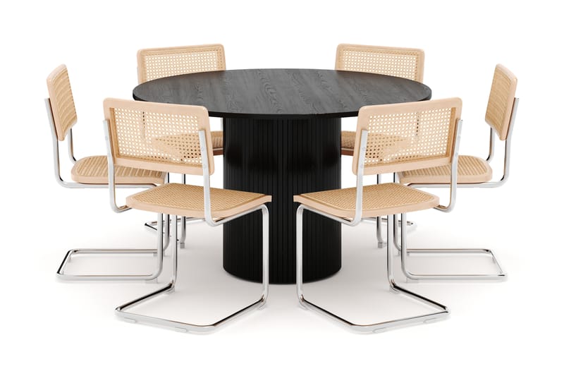 Kopparbo Spisebord Rundt 130 cm med 6 stk Build Matstkolar - Svart - Møbler - Bord - Spisegruppe