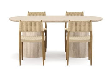 Kopparbo Spisebord Travertin-look med 4 stk Jamna Matstkolar - Beige - Møbler - Bord - Spisegruppe