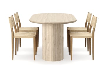 Kopparbo Spisebord Travertin-look med 4 stk Jamna Matstkolar - Beige - Møbler - Bord - Spisegruppe
