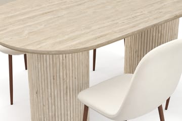 Kopparbo Spisebord Travertin-look med 4 stk Nibe Matstkolar - Beige - Møbler - Bord - Spisegruppe