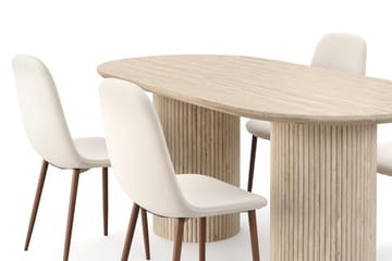 Kopparbo Spisebord Travertin-look med 4 stk Nibe Matstkolar - Beige - Møbler - Bord - Spisegruppe