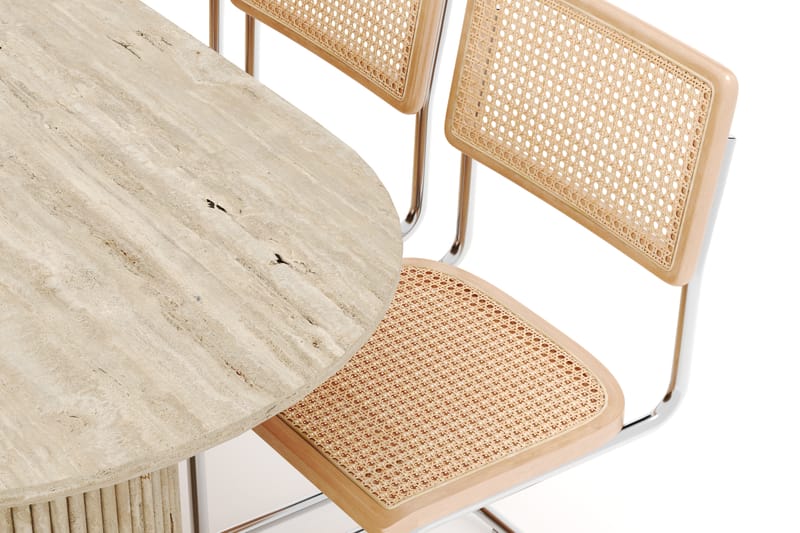 Kopparbo Spisebord Travertin-look med 6 stk Build Matstkolar - Beige - Møbler - Bord - Spisegruppe