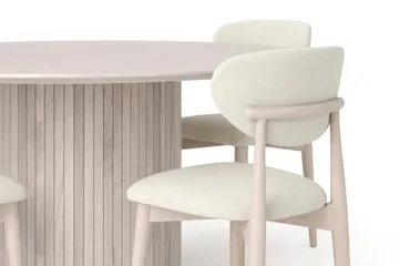 Kopparbo spisegruppe, rund 180 cm, hvitlasert med 8 Molly spisestoler - Hvitbeiset eik - Møbler - Bord - Spisegruppe