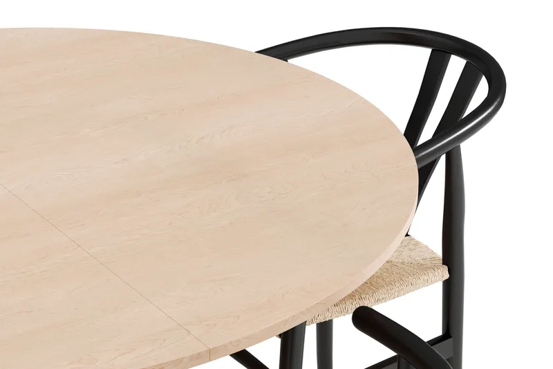 Kopparbo Spisegruppe 130 cm Rund Forlengbar med 4 Dastoori Spisestoler - Whitewash - Møbler - Bord - Spisegruppe