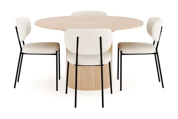 Kopparbo Spisegruppe 130 cm Rund Forlengbar med 4 Gemmiano Spisestoler - Whitewash - Møbler - Bord - Spisegruppe