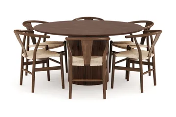 Kopparbo Spisegruppe 150 cm med 6 Dastoori Spisestoler - Valnøtt - Møbler - Bord - Spisegruppe