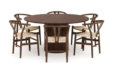 Kopparbo Spisegruppe 150 cm med 6 Dastoori Spisestoler - Valnøtt - Møbler - Bord - Spisegruppe