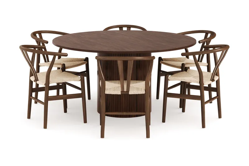 Kopparbo Spisegruppe 150 cm med 6 Dastoori Spisestoler - Valnøtt - Møbler - Bord - Spisegruppe