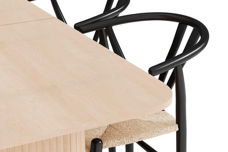 Kopparbo Spisegruppe 180-240 cm Forlengbar med 4 Dastoori Spisestoler - Whitewash - Møbler - Bord - Spisegruppe