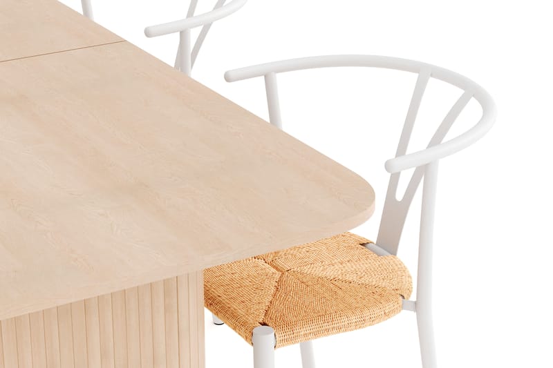 Kopparbo Spisegruppe 180-240 cm Forlengbar med 4 Elysia Spisestoler - Whitewash - Møbler - Bord - Spisegruppe