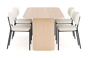 Kopparbo Spisegruppe 180-240 cm Forlengbar med 4 Gemmiano Spisestoler - Whitewash - Møbler - Bord - Spisegruppe