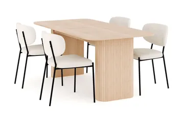 Kopparbo Spisegruppe 180-240 cm Forlengbar med 4 Gemmiano Spisestoler - Whitewash - Møbler - Bord - Spisegruppe