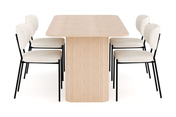 Kopparbo Spisegruppe 180-240 cm Forlengbar med 4 Gemmiano Spisestoler - Whitewash - Møbler - Bord - Spisegruppe