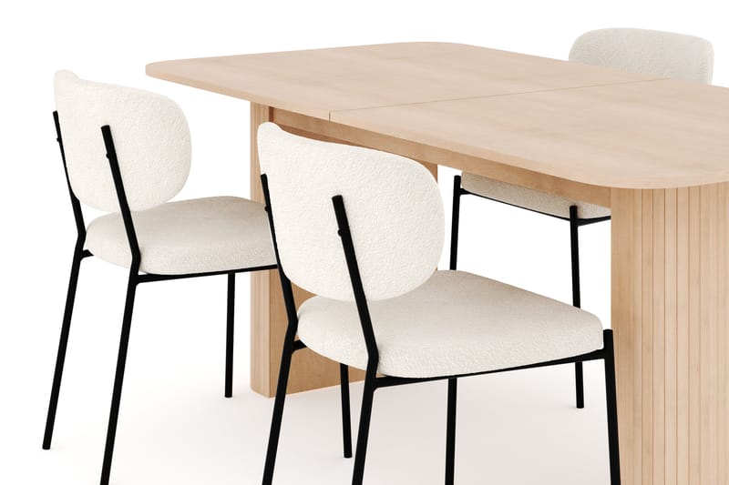 Kopparbo Spisegruppe 180-240 cm Forlengbar med 4 Gemmiano Spisestoler - Whitewash - Møbler - Bord - Spisegruppe