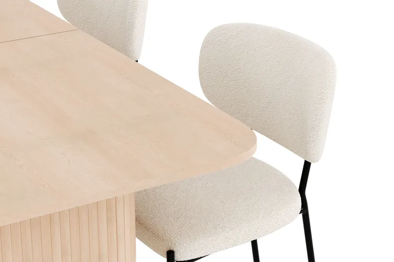 Kopparbo Spisegruppe 180-240 cm Forlengbar med 4 Gemmiano Spisestoler - Whitewash - Møbler - Bord - Spisegruppe