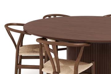 Kopparbo Spisegruppe 180 cm rundt spisebord med 6 Dastoori Spisestoler - Valnøtt - Møbler - Bord - Spisegruppe