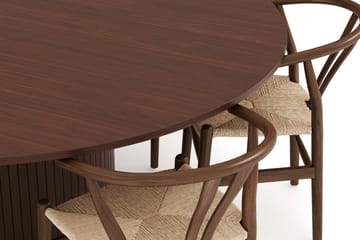 Kopparbo Spisegruppe 180 cm rundt spisebord med 6 Dastoori Spisestoler - Valnøtt - Møbler - Bord - Spisegruppe