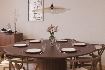 Kopparbo Spisegruppe 180 cm rundt spisebord med 6 Dastoori Spisestoler - Valnøtt - Møbler - Bord - Spisegruppe