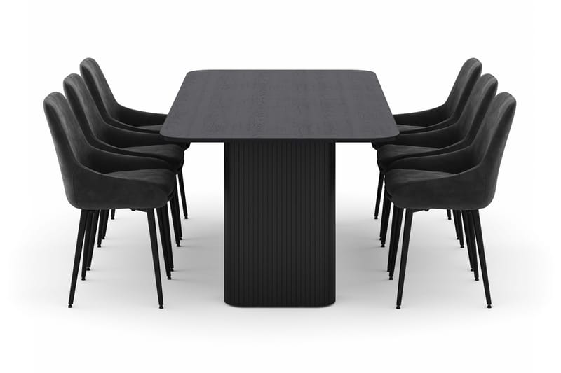 Kopparbo Spisegruppe 200-206cm med 6 Alsarp Spisestoler - Svart - Møbler - Bord - Spisegruppe