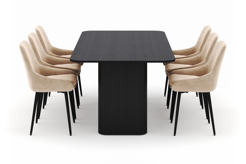Kopparbo Spisegruppe 200-206cm med 6 Alsarp Spisestoler - Svart - Møbler - Bord - Spisegruppe