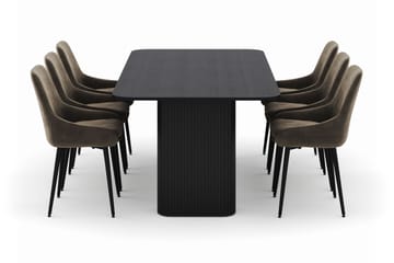 Kopparbo Spisegruppe 200-206cm med 6 Alsarp Spisestoler - Svart - Møbler - Bord - Spisegruppe