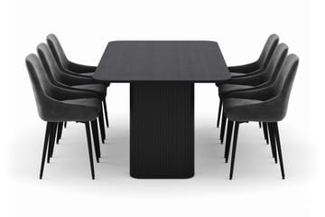 Kopparbo Spisegruppe 200-206cm med 6 Alsarp Spisestoler - Svart - Møbler - Bord - Spisegruppe