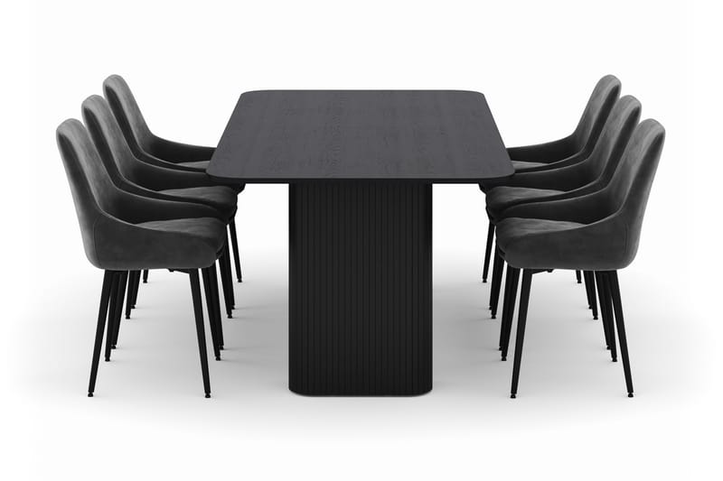 Kopparbo Spisegruppe 200-206cm med 6 Alsarp Spisestoler - Svart - Møbler - Bord - Spisegruppe