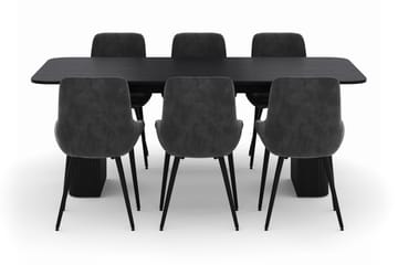 Kopparbo Spisegruppe 200-206cm med 6 Alsarp Spisestoler - Svart - Møbler - Bord - Spisegruppe