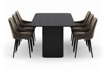 Kopparbo Spisegruppe 200-206cm med 6 Alsarp Spisestoler - Svart - Møbler - Bord - Spisegruppe