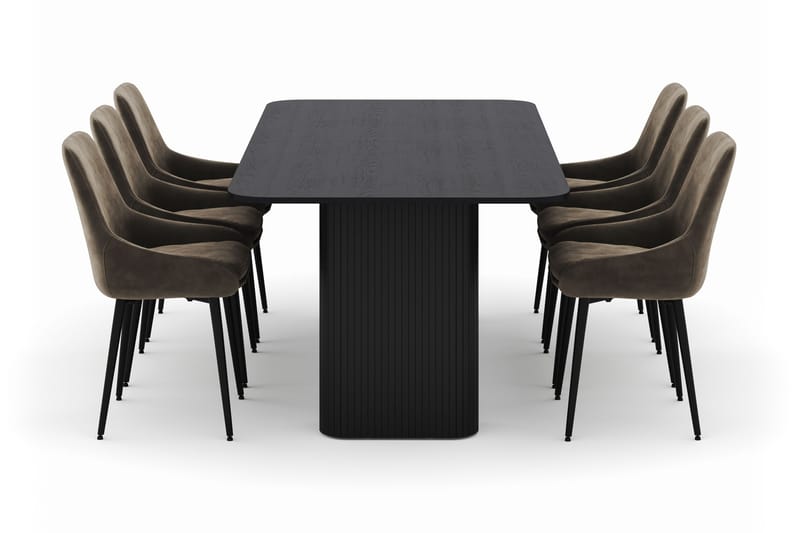 Kopparbo Spisegruppe 200-206cm med 6 Alsarp Spisestoler - Svart - Møbler - Bord - Spisegruppe